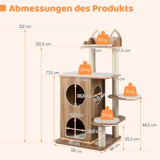 Costway Ξύλινο Ονυχοδρόμιο με Διώροφη Κρυψώνα & Πλατφόρμες 122 x 57...
