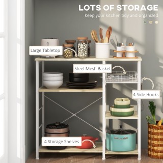 HOMCOM Ντουλάπι Κουζίνας Μοντέρνα με 4 Ράφια με Καλάθι και Γάντζους...