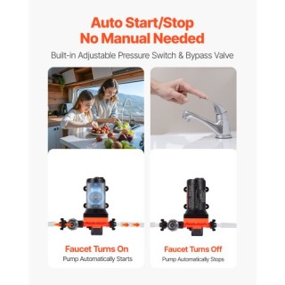 VEVOR Αντλία Νερού RV 12V DC, 5 GPM, Αυτοεκκινήσιμη, 70 PSI για RV/...