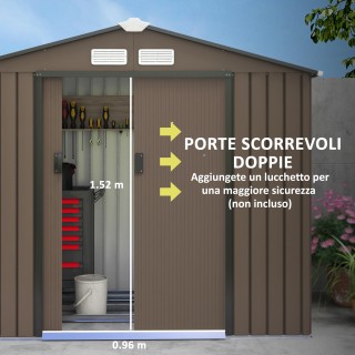 Outsunny Μεταλλικό Σπιτάκι Κήπου με Αεραγωγούς & Διπλή Συρόμενη Πόρ...