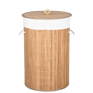BAKAJI  Πτυσσόμενο Καλάθι Απλύτων από Μπαμπού και Ύφασμα με Χειρολα...