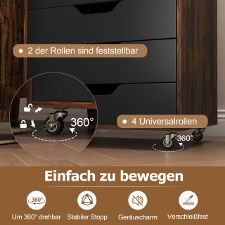 Costway Κινητός Ερμάριο Αρχείων με 7 Συρτάρια και Ρόδες, Ρουστίκ Κα...