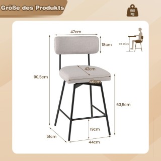 Costway Περιστρεφόμενα Σκαμπό Μπαρ με Μεταλλικό Σκελετό και Υφασμάτ... Costway Περιστρεφόμενα Σκαμπό Μπαρ με Μεταλλικό Σκελετό και Υφασμάτ...