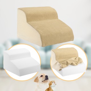 BAKAJI  Σκάλα για Κατοικίδια Μπεζ 2 Σκαλοπάτια για Γάτες και Σκύλου...