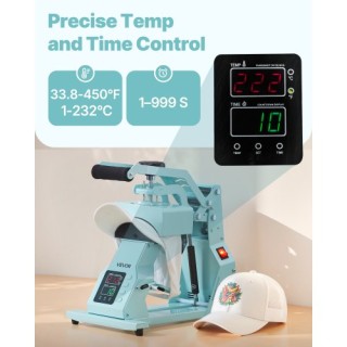 VEVOR Πρέσα Θερμότητας Καπέλων με 2 Πλάκες για HTV Πράσινη SDSJXKKM...