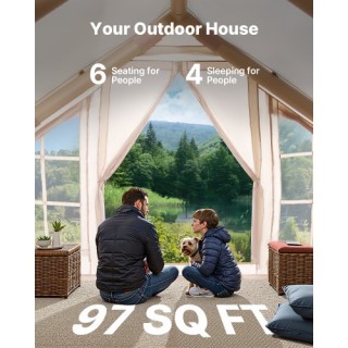 VEVOR Φουσκωτή Σκηνή Glamping 4-6 Ατόμων με Αντλία Εύκολη Στήσιμο K...