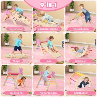 Costway 8-σε-1 Αναδιπλούμενο Πολύχρωμο Ξύλινο Σετ Αναρρίχησης Μοντε...