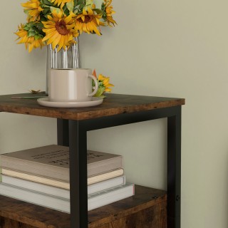 HOMCOM  Βιομηχανικό κομοδίνο με 2 ράφια και ρυθμιζόμενο εσωτερικό ρ...