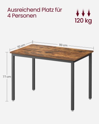 VASAGLE Τραπέζι τραπεζαρίας 70x110x77 εκ. για 4 άτομα, καφέ-μαύρο, ... VASAGLE Τραπέζι τραπεζαρίας 70x110x77 εκ. για 4 άτομα, καφέ-μαύρο, ...