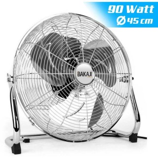 BAKAJI  Επιδαπέδιος ανεμιστήρας από ατσάλι 90 W με πτερύγια αλουμιν...