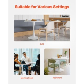 Στρογγυλό Ξύλινο Τραπέζι Δείπνου για 2-4 Άτομα 800x800x725 mm Λευκό...