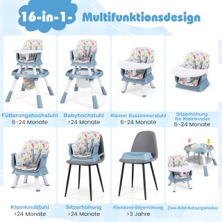 Costway Πολυμορφική Καρέκλα Φαγητού 16-σε-1 με Αποσπώμενο Δίσκο και...