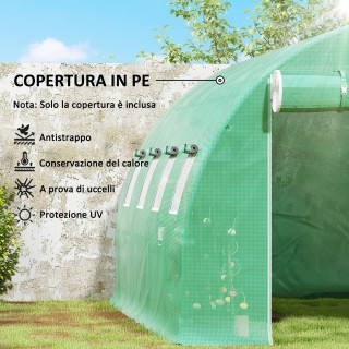 Outsunny Σερρα Θερμοκηπίου PE με 8 Παράθυρα, Πόρτα Ρολό και Ενσωματ...