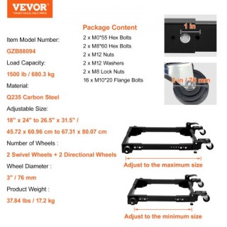 Βάση VEVOR Βαρέως Τύπου 1500 lb για Εργαλεία/Μηχανές  JJYDDZ1500LBN...