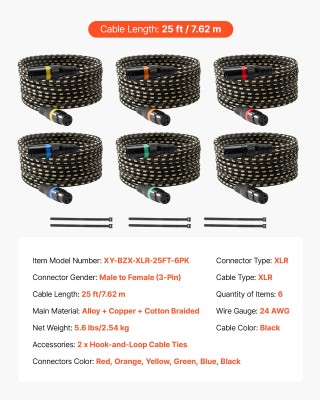 VEVOR Υψηλής Ποιότητας XLR Καλώδιο Ήχου με Χρυσές Επαφές - Σετ 6, 7... VEVOR Υψηλής Ποιότητας XLR Καλώδιο Ήχου με Χρυσές Επαφές - Σετ 6, 7...