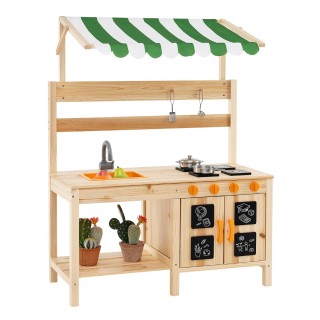 Costway Εξωτερική Παιδική Κουζίνα 88 x 39 x 117 cm από Ξύλο Έλατου ...
