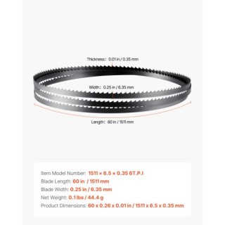 VEVOR Λεπίδα Ταινιοπρίονου 1511 mm, 6 TPI, SK5 Ανθρακοχάλυβας, 6.35...