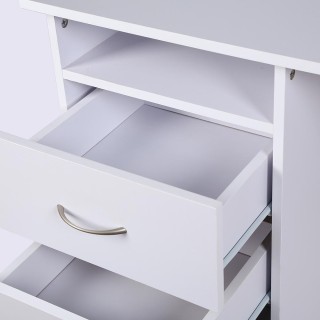 BAKAJI  Γραφείο με Συρταριέρα 3 Συρτάρια Τραπέζι για Υπολογιστή Λευ...