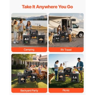 VEVOR Φορητός Σταθμός Μαγειρέματος με Ανεμοθώρακα και Ντουλάπια DFB...