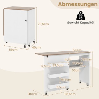 Costway Πτυσσόμενο Τραπέζι Ραπτικής Κινητός Σταθμός Χειροτεχνίας με...