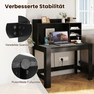 Costway Μαύρο Γραφείο με Άνω Ντουλάπι και Ενσωματωμένες Πρίζες & Οδ... Costway Μαύρο Γραφείο με Άνω Ντουλάπι και Ενσωματωμένες Πρίζες & Οδ...