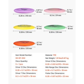 VEVOR Σετ Δίσκων Γκολφ 5 Τεμαχίων - Ιδανικό για Αρχάριους και Προπό...