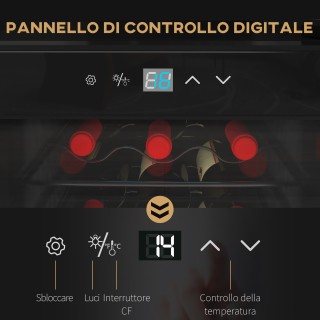 Ψυγείο Κρασιού για 18 Μπουκάλια με Ψηφιακή Οθόνη, LED Φωτισμό και Έ... Ψυγείο Κρασιού για 18 Μπουκάλια με Ψηφιακή Οθόνη, LED Φωτισμό και Έ...