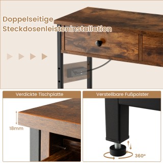 Costway Κονσόλα με Σταθμό Φόρτισης & 2 Συρτάρια για Χώρο Εισόδου με...