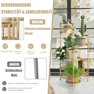 Costway  Πτυσσόμενη Βάση Λουλουδιών με 3 Γλάστρες και 3 Σχάρες σε Χ...