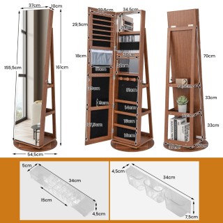 Costway  Πολυλειτουργική Ντουλάπα Κοσμημάτων με Καθρέφτη Σώματος κα...