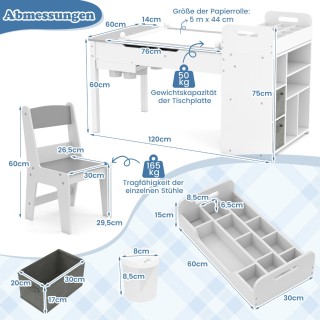 Costway Πολυλειτουργικό Παιδικό Τραπέζι Τέχνης με Αποθηκευτικούς Χώ...