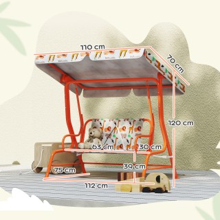 AIYAPLAY Παιδική Κούνια Κήπου 2 Θέσεων 112x75x120cm Πορτοκαλί 3E1-0...