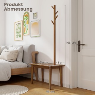 Costway Πολυλειτουργικός Ξύλινος Καλόγερος με Τραπέζι και Παπουτσο... Costway Πολυλειτουργικός Ξύλινος Καλόγερος με Τραπέζι και Παπουτσο...