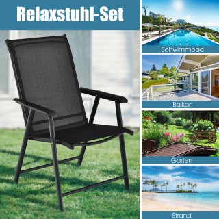 Costway Σετ 2 Μαύρες Πτυσσόμενες Καρέκλες Κήπου Υψηλής Στήριξης με... Costway Σετ 2 Μαύρες Πτυσσόμενες Καρέκλες Κήπου Υψηλής Στήριξης με...