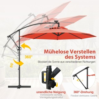 Costway Αναδιπλούμενη Ομπρέλα Κήπου με Ηλιακά LED Φώτα και Περιστρο... Costway Αναδιπλούμενη Ομπρέλα Κήπου με Ηλιακά LED Φώτα και Περιστρο...