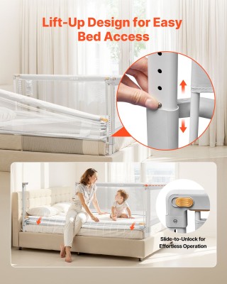 VEVOR Προστατευτικό Κάγκελο Κρεβατιού Μωρού 2000 x 680 mm - Ρυθμιζό...