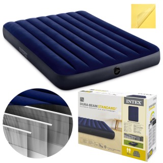 INTEX Διπλό Φουσκωτό Στρώμα Dura-Beam Fiber-Tech  137x191x25 cm Βελ...