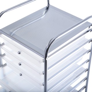 Costway  Πολυλειτουργικό Καρότσι Αποθήκευσης με 10 Συρτάρια και Μετ...