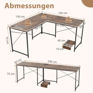Costway Γραφείο σε σχήμα L με σταθμό φόρτισης, υπολογιστής, ρουστί... Costway Γραφείο σε σχήμα L με σταθμό φόρτισης, υπολογιστής, ρουστί...