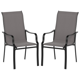 Costway Σετ 2 Γκρι Καρέκλες Κήπου με Ψηλή Πλάτη, Ανθεκτικές έως 150...