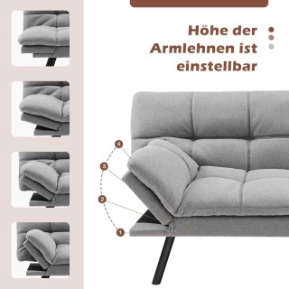 Πτυσσόμενος Καναπές - Κρεβάτι Γκρι Costway HV10326GR