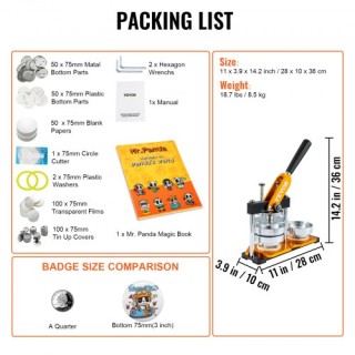 Μηχανή Κατασκευής Κουμπιών VEVOR, 75mm (3 ίντσες), Σετ Πιεστηρίου γ... Μηχανή Κατασκευής Κουμπιών VEVOR, 75mm (3 ίντσες), Σετ Πιεστηρίου γ...
