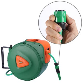 BAKAJI Αυτόματη Επιτοίχια Ανέμη Νερού Κήπου με Σωλήνα 30μ + 2μ Στήρ...