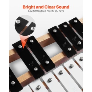 VEVOR Ξυλόφωνο Glockenspiel 27 Νότων με Μεταλλικά Πλήκτρα με 4 Μπαγ...