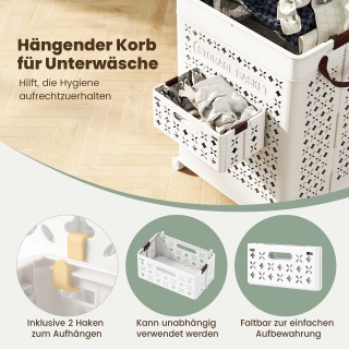 Costway Λευκός Πτυσσόμενος Καλάθι Απλύτων 75L με Ρόδες BA8365WH