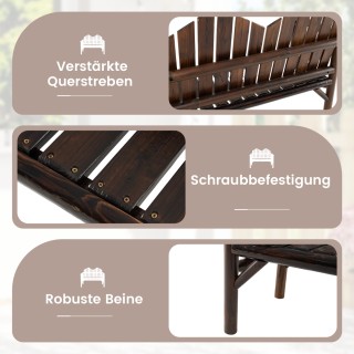 Costway Διθέσιος Κήπου Καναπές Ξύλινος με Κεκλιμένη Πλάτη Καφές NP1...