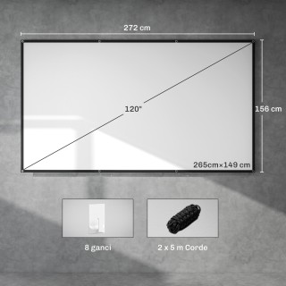 HOMCOM 120 Οθόνη Προβολής 16:9 HD 4K/8K, Πτυσσόμενη και Φορητή, Αντ...