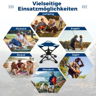 Costway Πτυσσόμενο Περιστρεφόμενο Σκαμπό Κατασκήνωσης με Αντιολισθη...