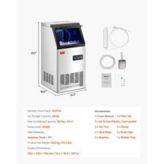 VEVOR Επαγγελματική Παγομηχανή Ελεύθερης Τοποθέτησης 110lbs/24H SYY... VEVOR Επαγγελματική Παγομηχανή Ελεύθερης Τοποθέτησης 110lbs/24H SYY...