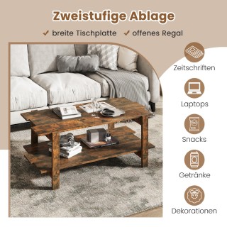 Costway Στυλάτο Τραπεζάκι Καφέ με Διπλό Χώρο Αποθήκευσης και Ανθεκτ...